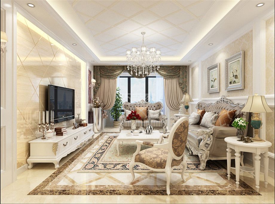 客厅-兴盛园125平欧式风格设计方案