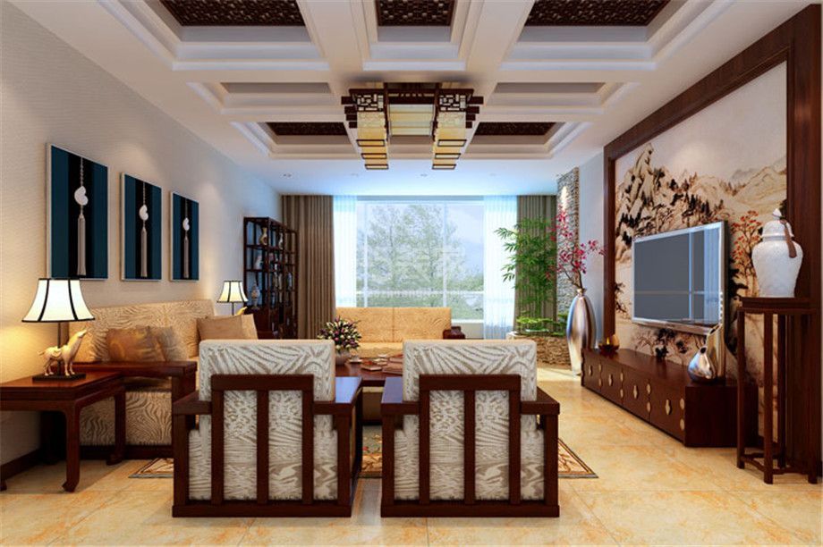 客厅-曲江观邸150平新中式风格设计方案