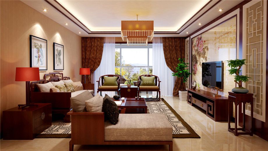 客厅-白桦林间165平新中式风格设计方案