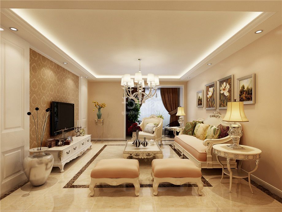 客厅-紫薇东进100平欧式风格设计方案