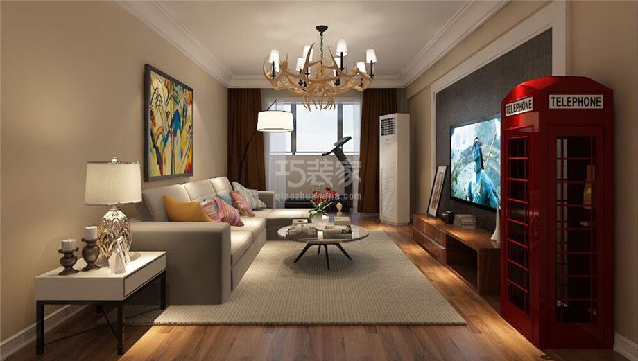 客厅-万象春天小区140平美式风格设计方案