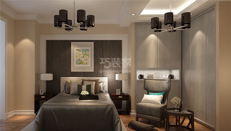 卧室-万象春天小区140平美式风格设计方案