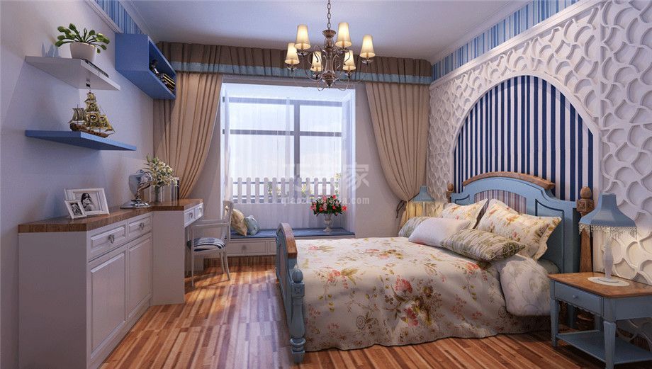 卧室-盛龙广场小区120平地中海风格设计方案