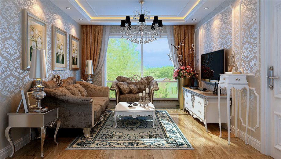 客厅-山海文园90平欧式风格设计方案