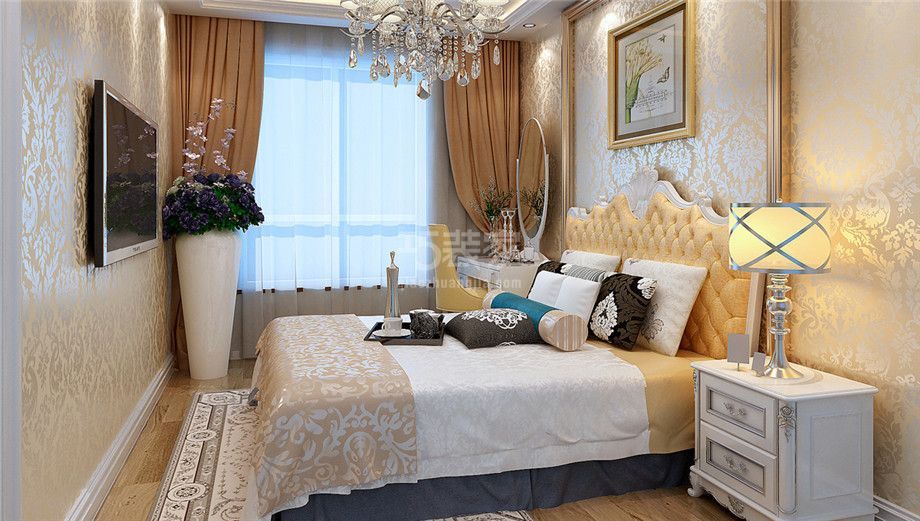 卧室-山海文园90平欧式风格设计方案