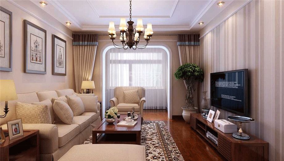 客厅-曲江金水湾90平美式风格设计方案