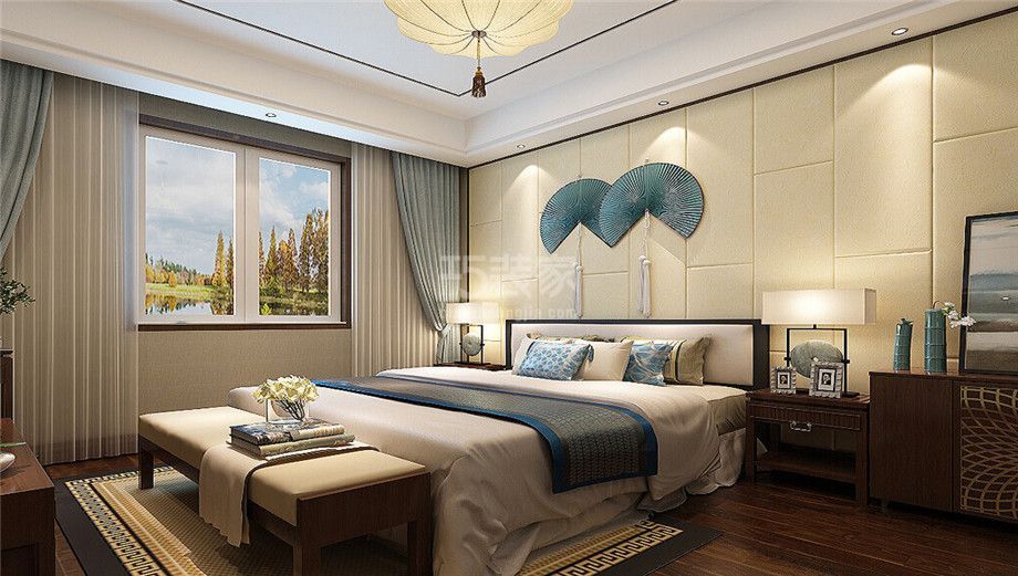 卧室-紫薇东进100平新中式风格设计方案