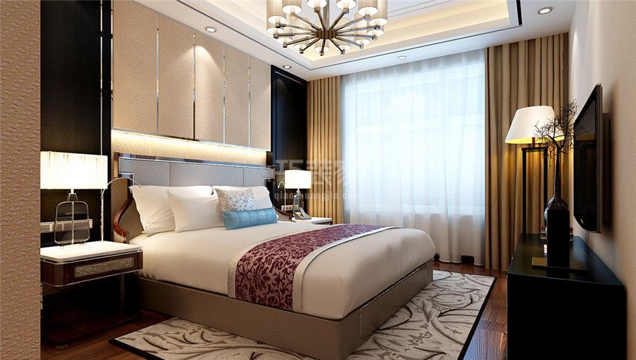 卧室-华清学府城100平新中式风格设计方案