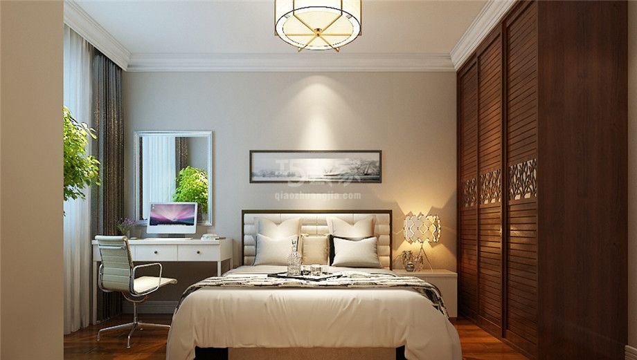 卧室-曲江金水湾90平新中式风格设计方案