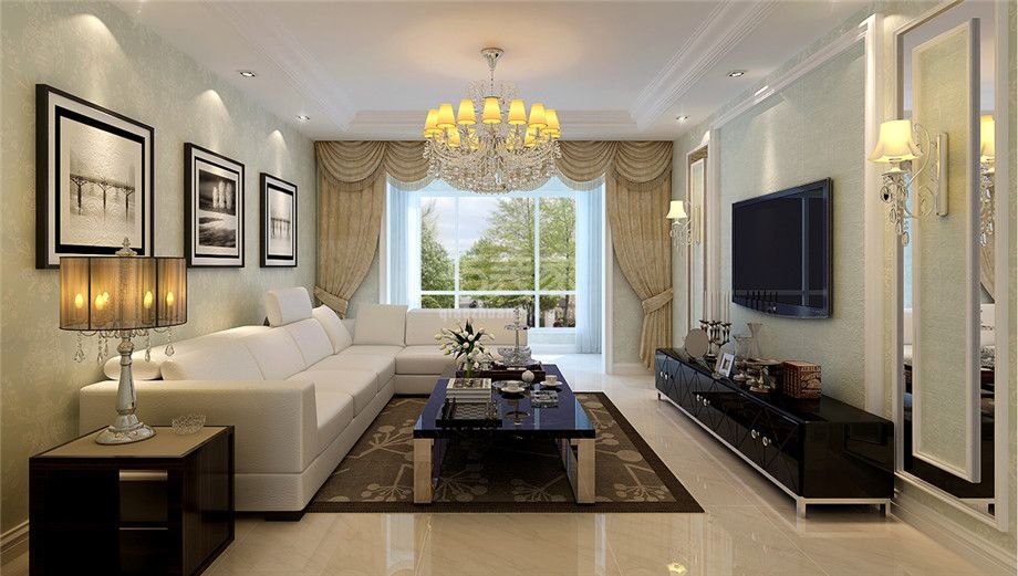 客厅-西岸国际花园130平简欧风格设计方案