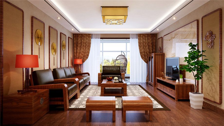 客厅-兰空丰登路小区170平新中式风格设计方案