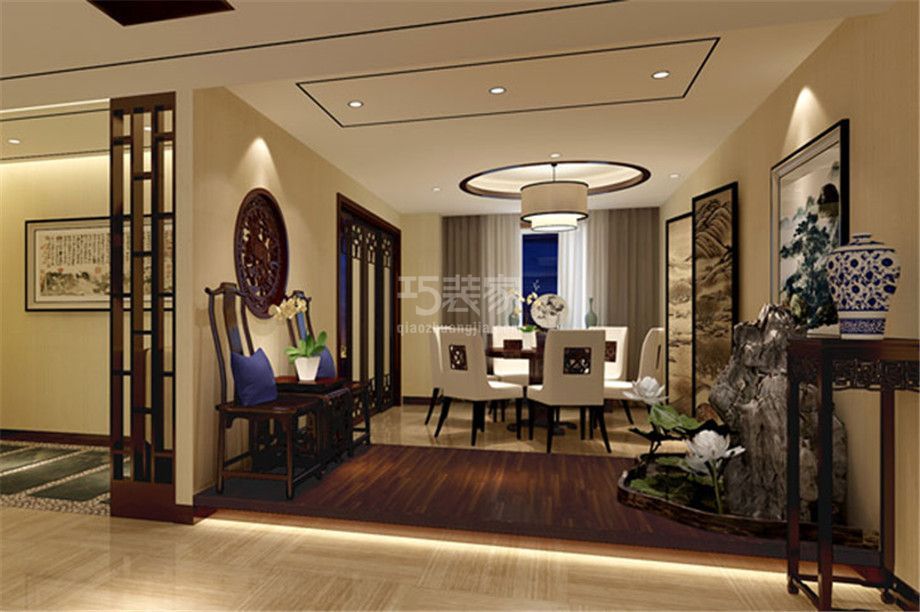 餐厅-亮丽家园160平新中式风格设计方案
