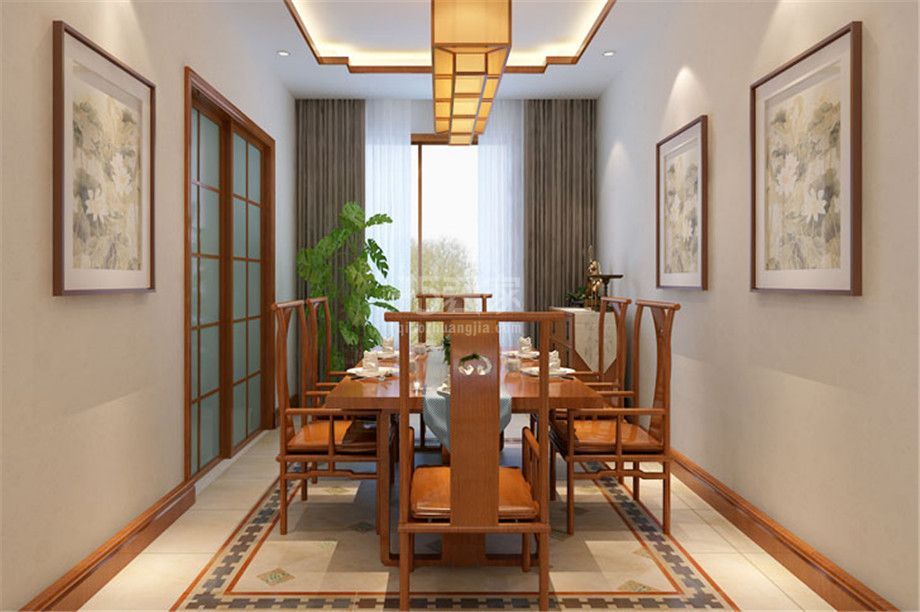 餐厅-曲江公馆140平新中式风格设计方案