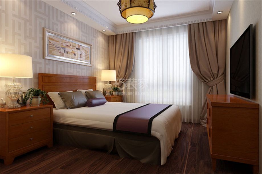 卧室-曲江公馆140平新中式风格设计方案