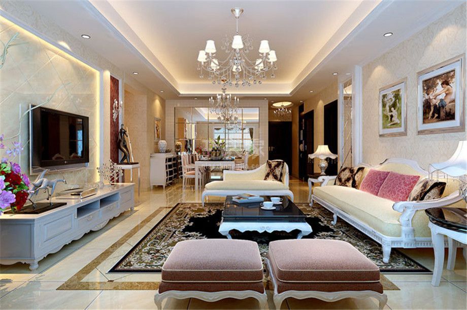 客厅-白桦林明天100平米简欧风格设计方案