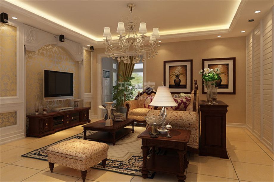 客厅-西岸国际花园130平美式风格设计方案