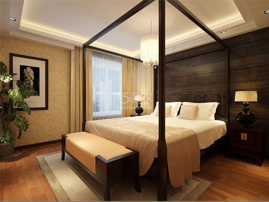 卧室-政治学院150平新中式风格设计方案
