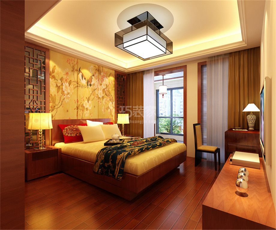 卧室-金辉天鹅湾140平新中式风格设计方案