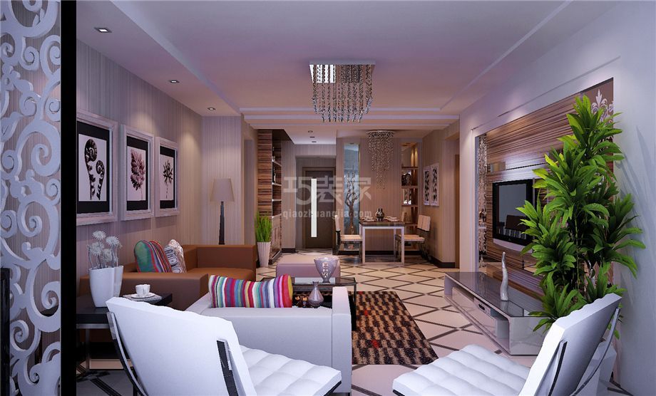 -天朗莱茵小城110平米现代简约风格设计方案