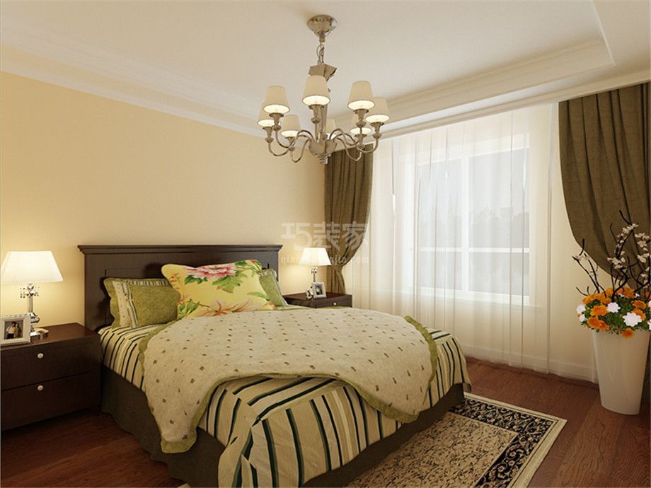 卧室-曲江金水湾90平美式风格设计方案