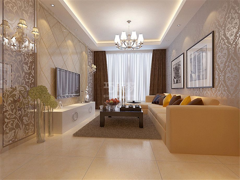客厅-曲江金水湾90平简约风格设计方案