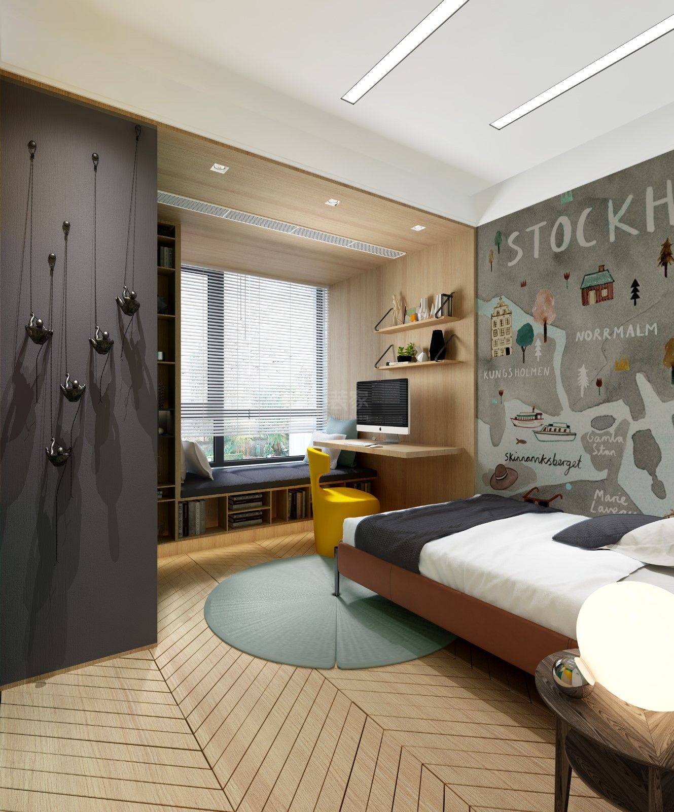 儿童房-180平米现代简约的线条感和空间感