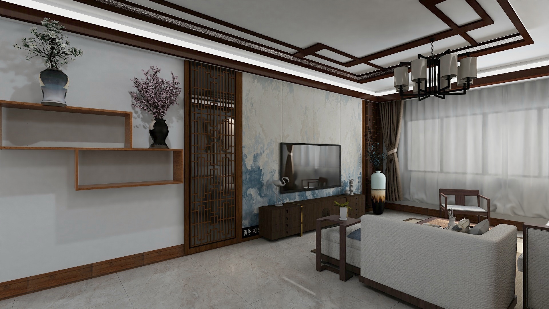 客厅-110平米新中式风格装修